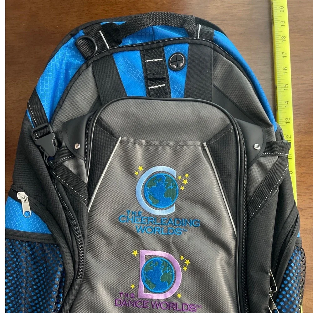 The Cheerleading Worlds Dance Worlds Backpack Blue Grey Athletic Gear Bag